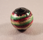 Large 24mm Round Gold Foil, Striped Red & Green